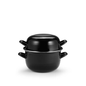 MUSSELGRYTA EMALJERAD STÅL. SVART