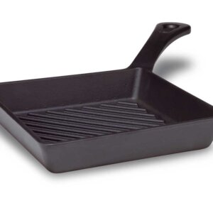 MINI GRILLPAN 16X16CM RÄFFLAD. MATTSVART GJUTJÄRN