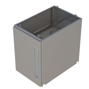 rostfri skåp till bänk med en dörr och 2 hyllor dim 400x585x575