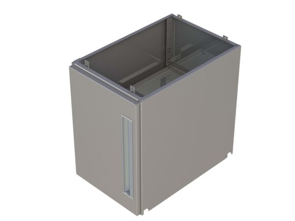 rostfri skåp till bänk med en dörr och 2 hyllor dim 400x585x575